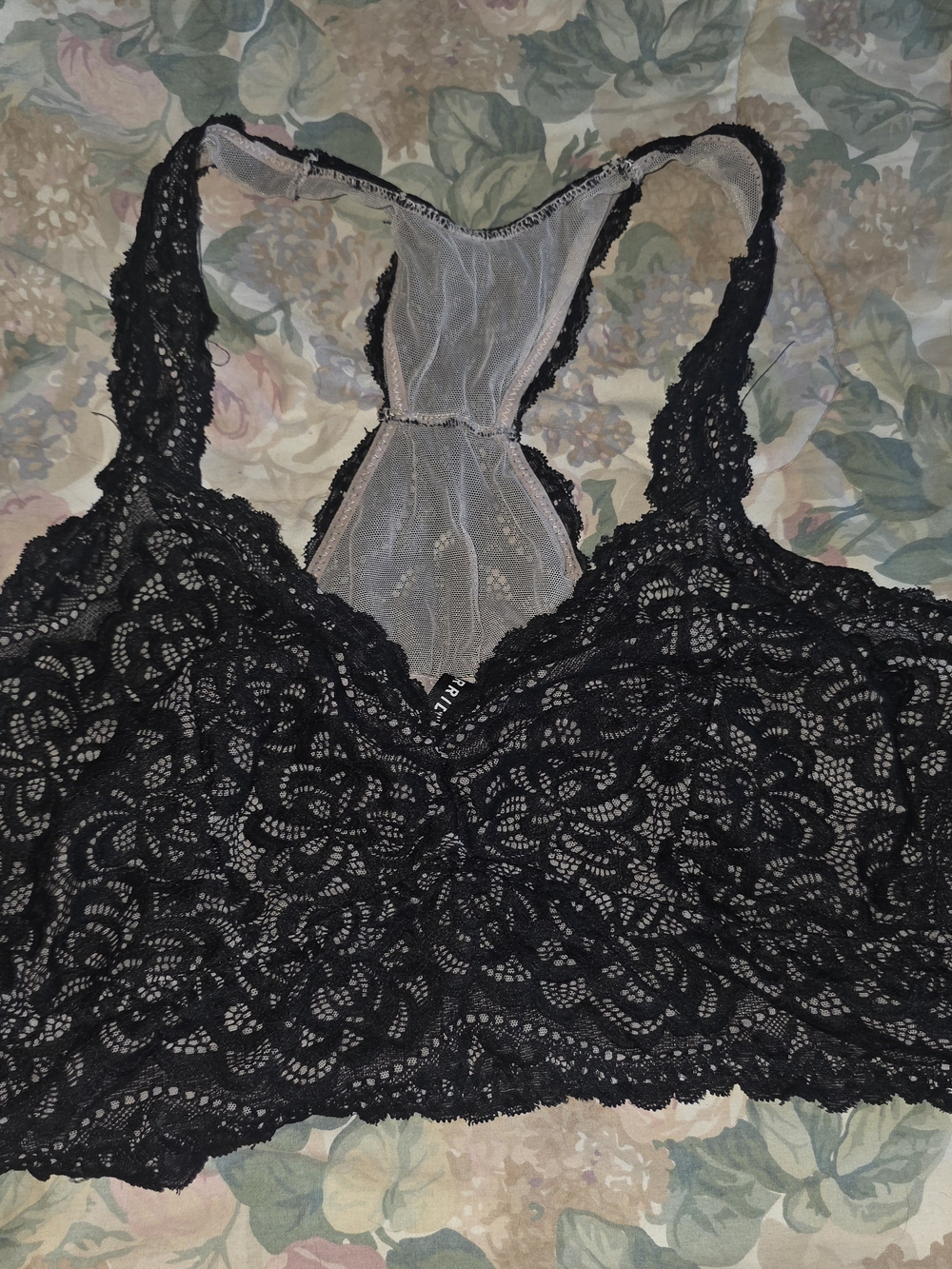 Black Lace Racerback Bralette - Soft Stretch Lace
